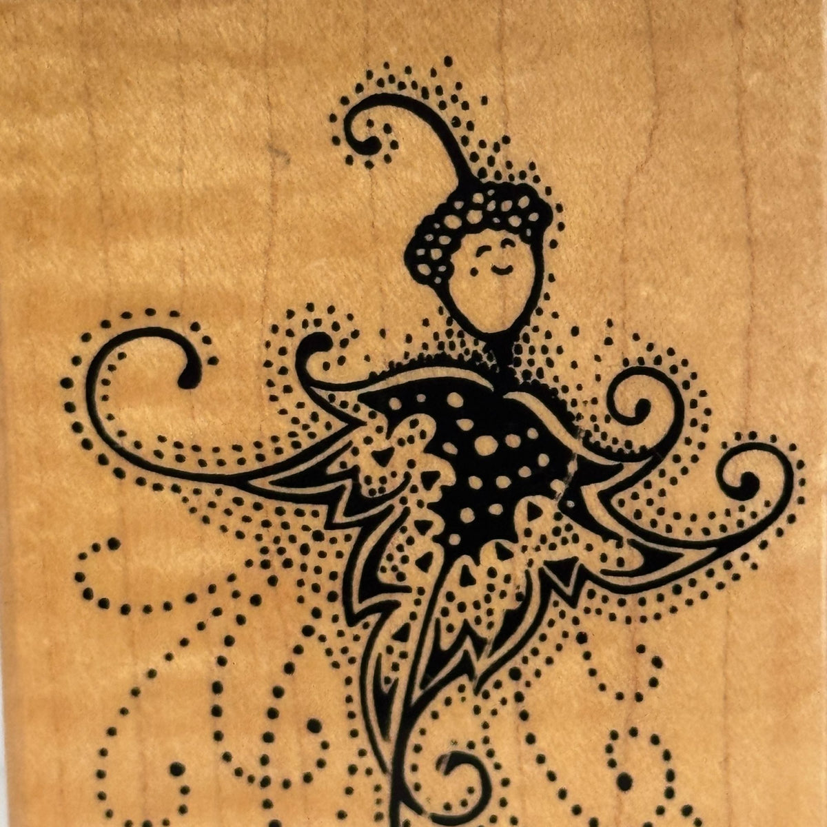 Stampendous Rubber Stamp Fall Sprite Acorn Flourish Swirls Elegant Fairy Card Making
