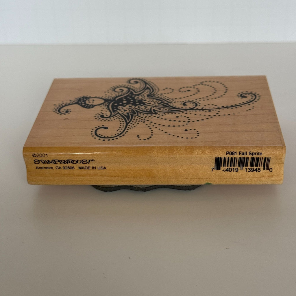 Stampendous Rubber Stamp Fall Sprite Acorn Flourish Swirls Elegant Fairy Card Making