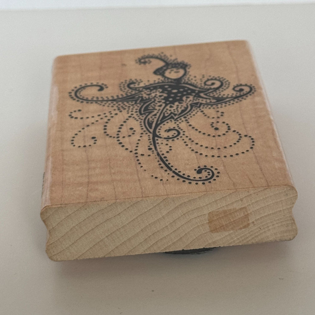 Stampendous Rubber Stamp Fall Sprite Acorn Flourish Swirls Elegant Fairy Card Making