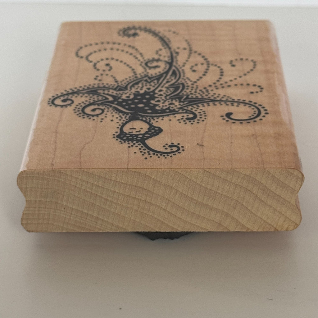 Stampendous Rubber Stamp Fall Sprite Acorn Flourish Swirls Elegant Fairy Card Making