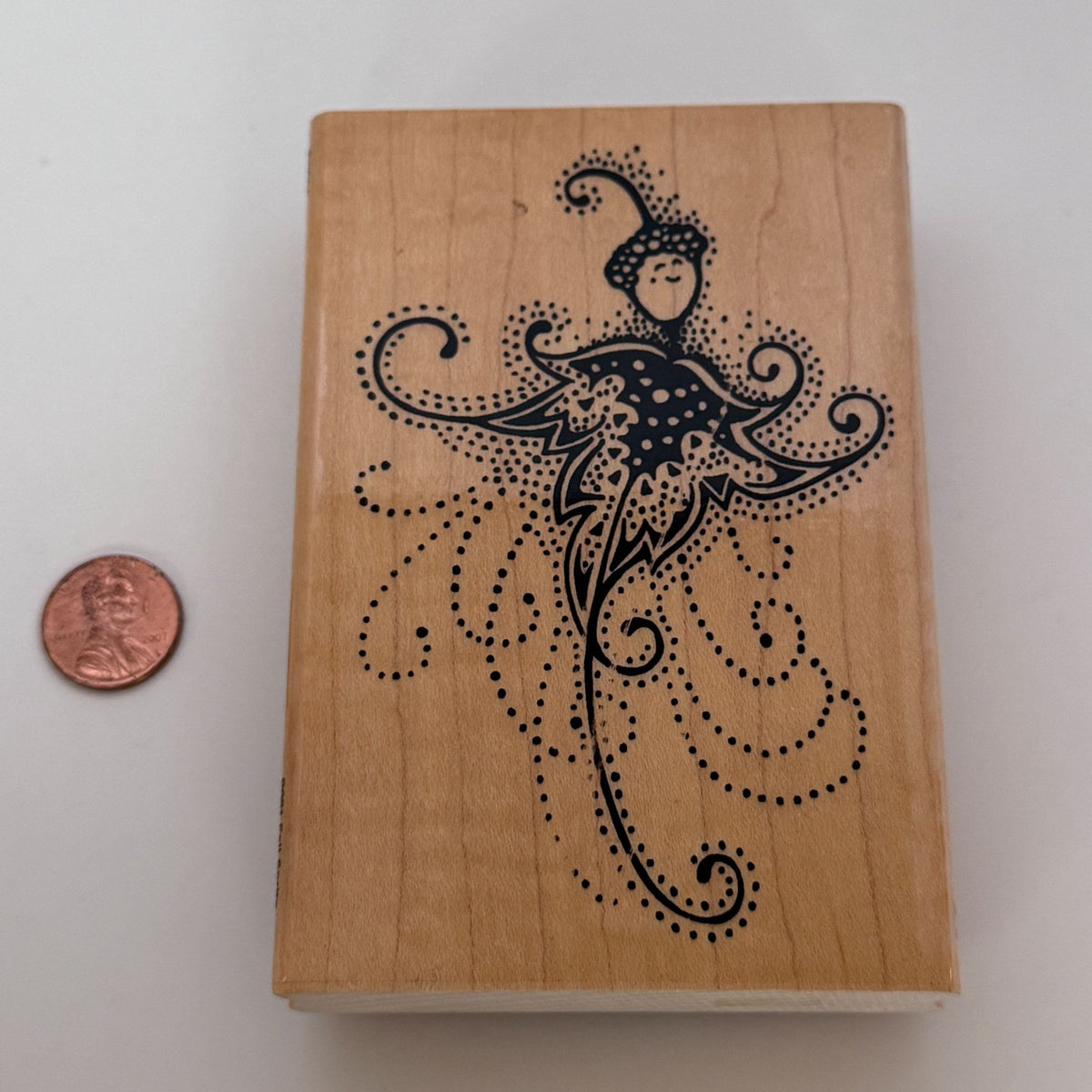 Stampendous Rubber Stamp Fall Sprite Acorn Flourish Swirls Elegant Fairy Card Making