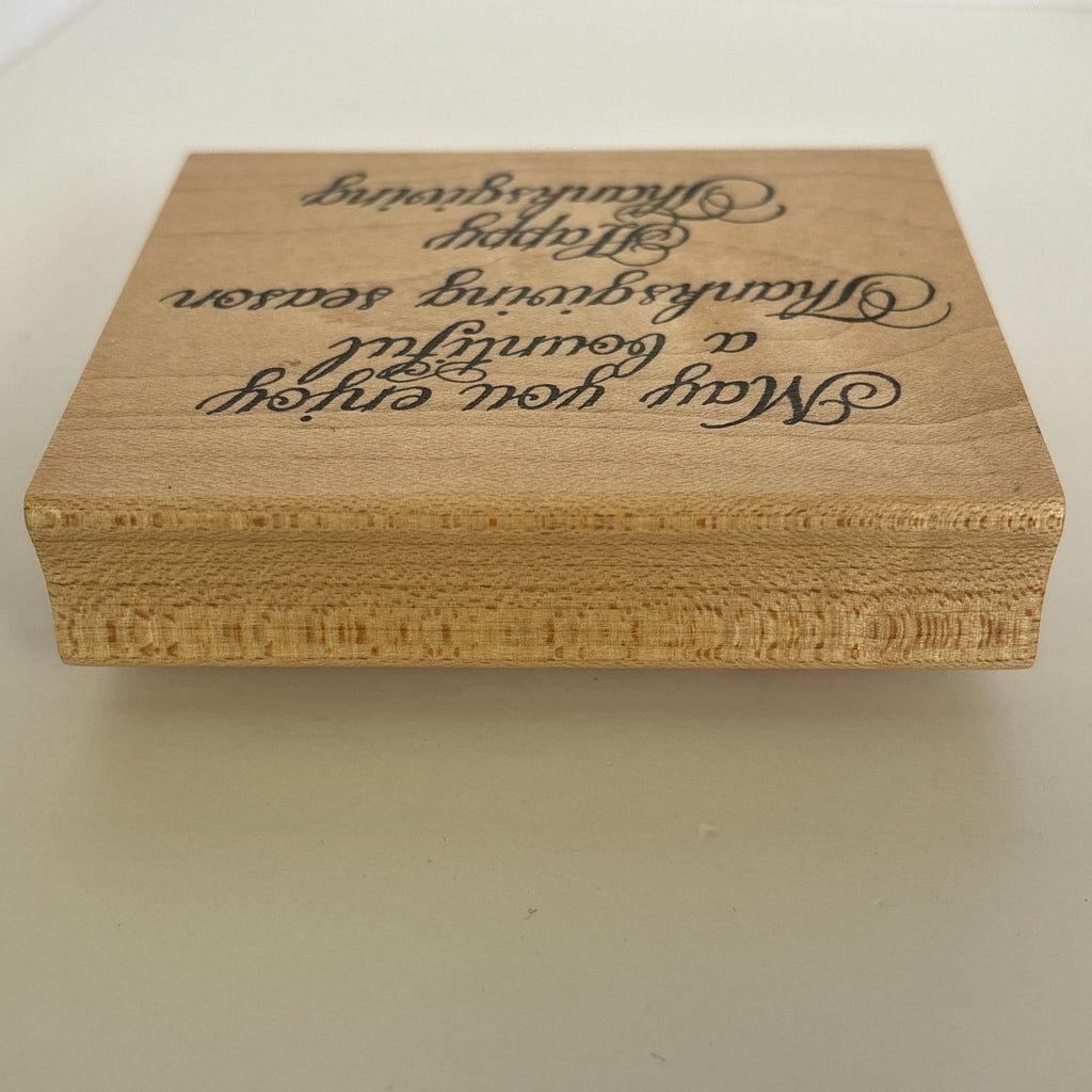 Northwoods Rubber Stamp Happy Thanksgiving Bountiful Season Sentiment Fall Card Making Family Wood Mounted