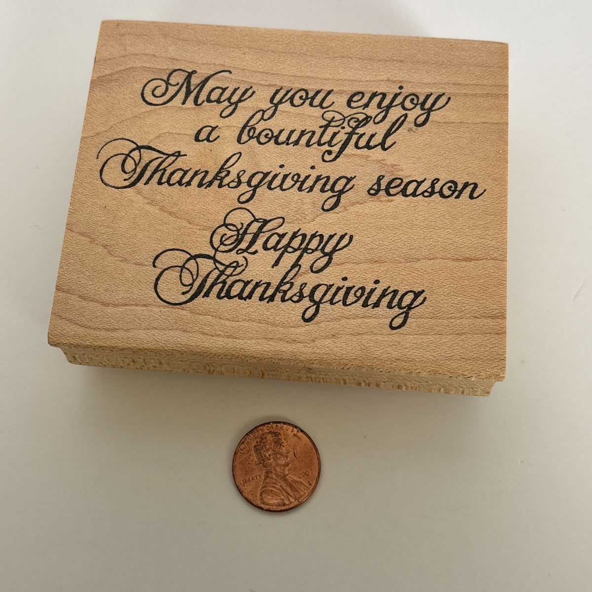 Northwoods Rubber Stamp Happy Thanksgiving Bountiful Season Sentiment Fall Card Making Family Wood Mounted