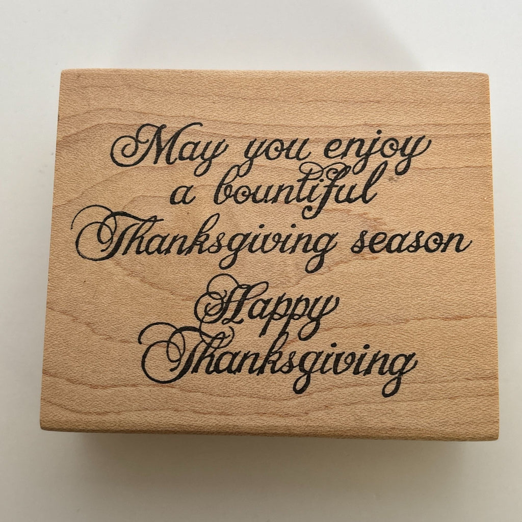 Northwoods Rubber Stamp Happy Thanksgiving Bountiful Season Sentiment Fall Card Making Family Wood Mounted