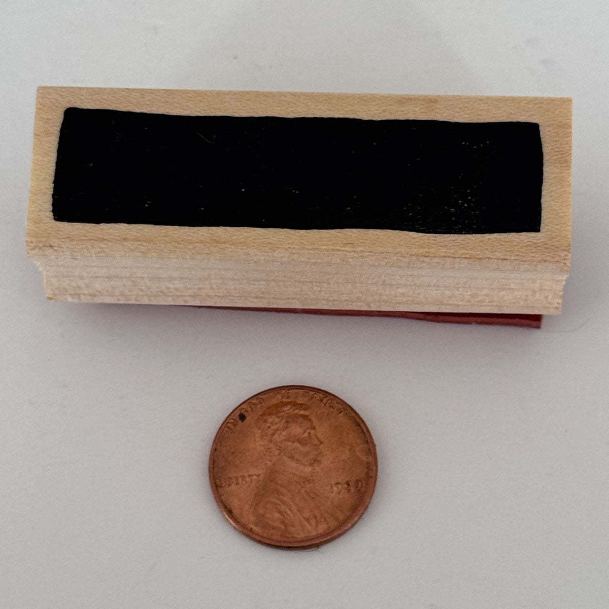 Impress Rubber Stamp Rectangle Shape Thick Line Single Stripe Grunge Border 2 Inch Vertical