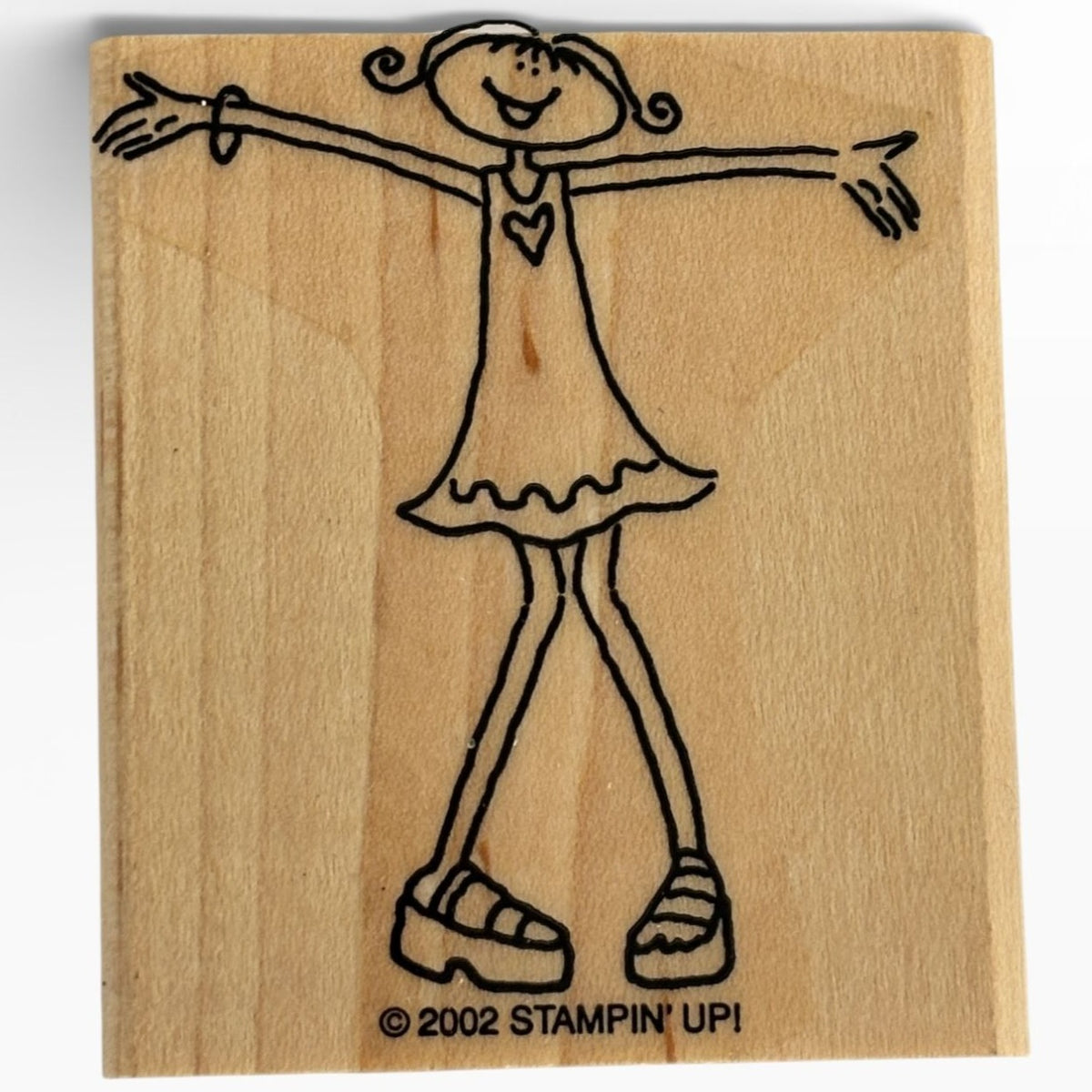 Stampin Up Rubber Stamp Girl Arms Open Heart Dress Friendship Card Making Hug