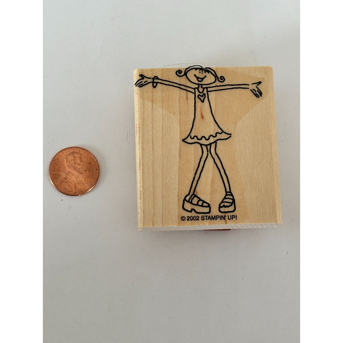 Stampin Up Rubber Stamp Girl Arms Open Heart Dress Friendship Card Making Hug