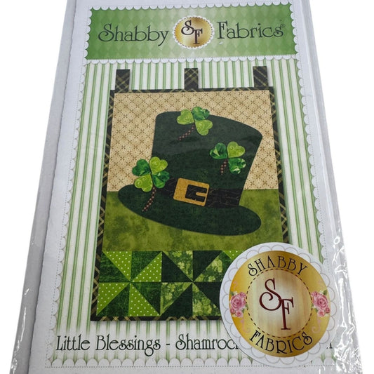 Shabby Fabrics Quilt Pattern Shamrock Leprechaun Hat St Patricks Day Irish Wall Hanging