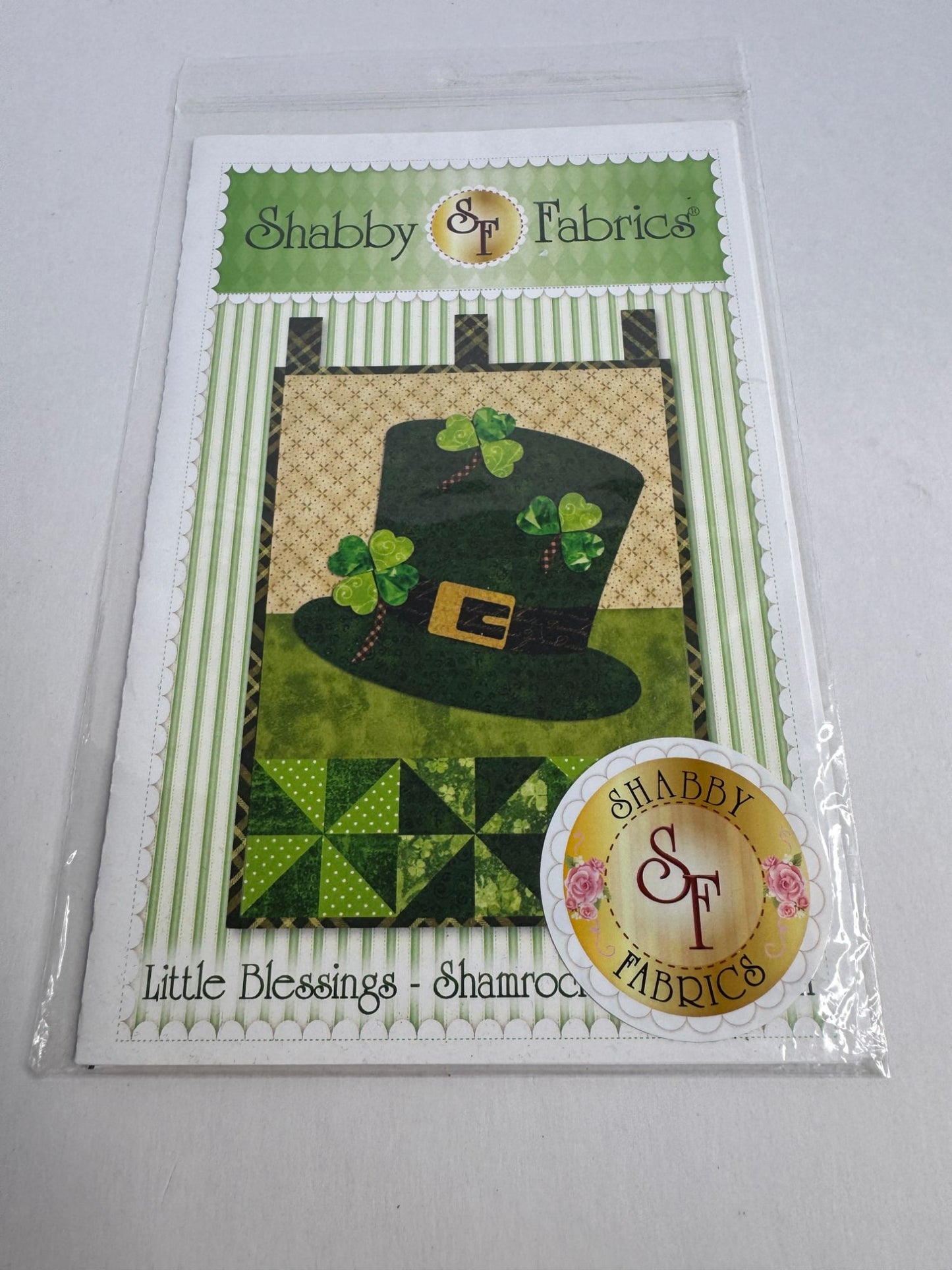Shabby Fabrics Quilt Pattern Shamrock Leprechaun Hat St Patricks Day Irish Wall Hanging