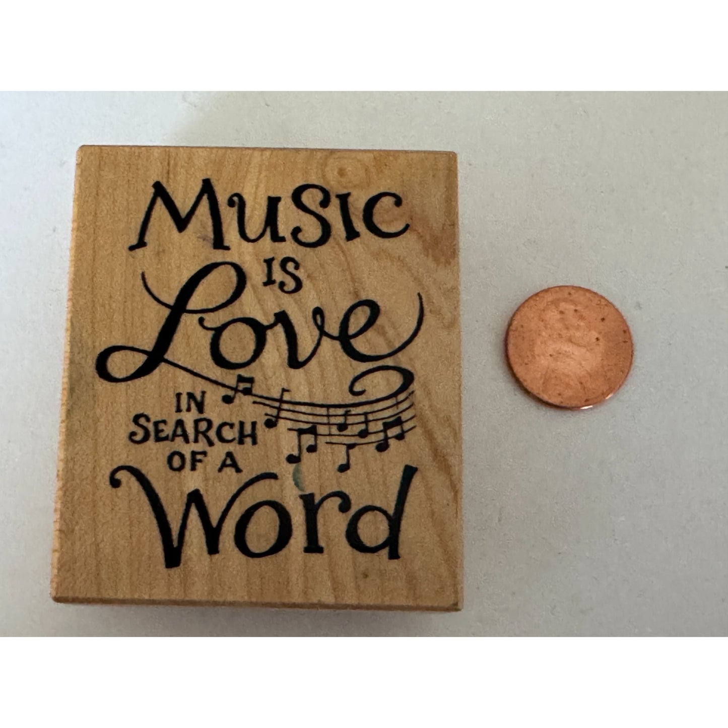 PSX Rubber Stamp Music Is Love In Search Of A Word Card Making Words Sentiment