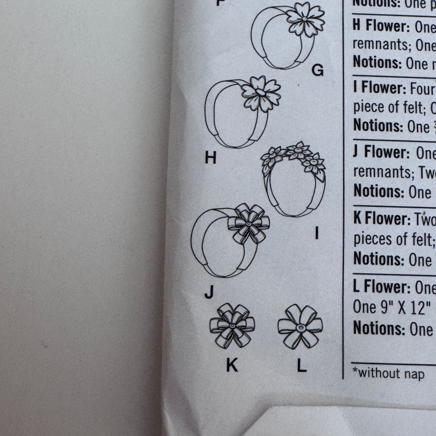Simplicity Sewing Pattern 1820 Little Girls Flower Headbands Hair Accessories Fabric Bows Uncut