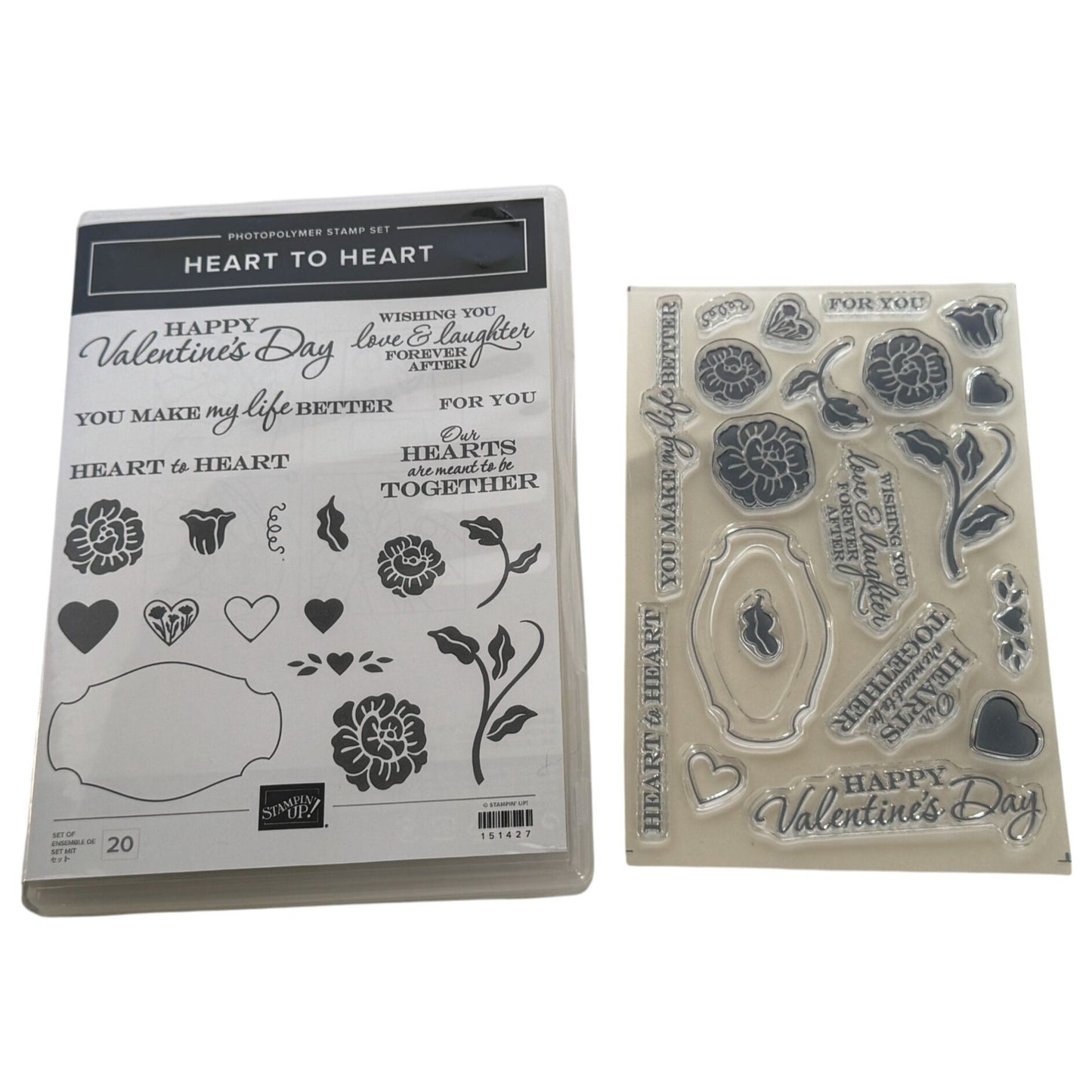 Stampin Up Photopolymer Stamp Set Heart To Heart 20 Pcs Valentines Day For You
