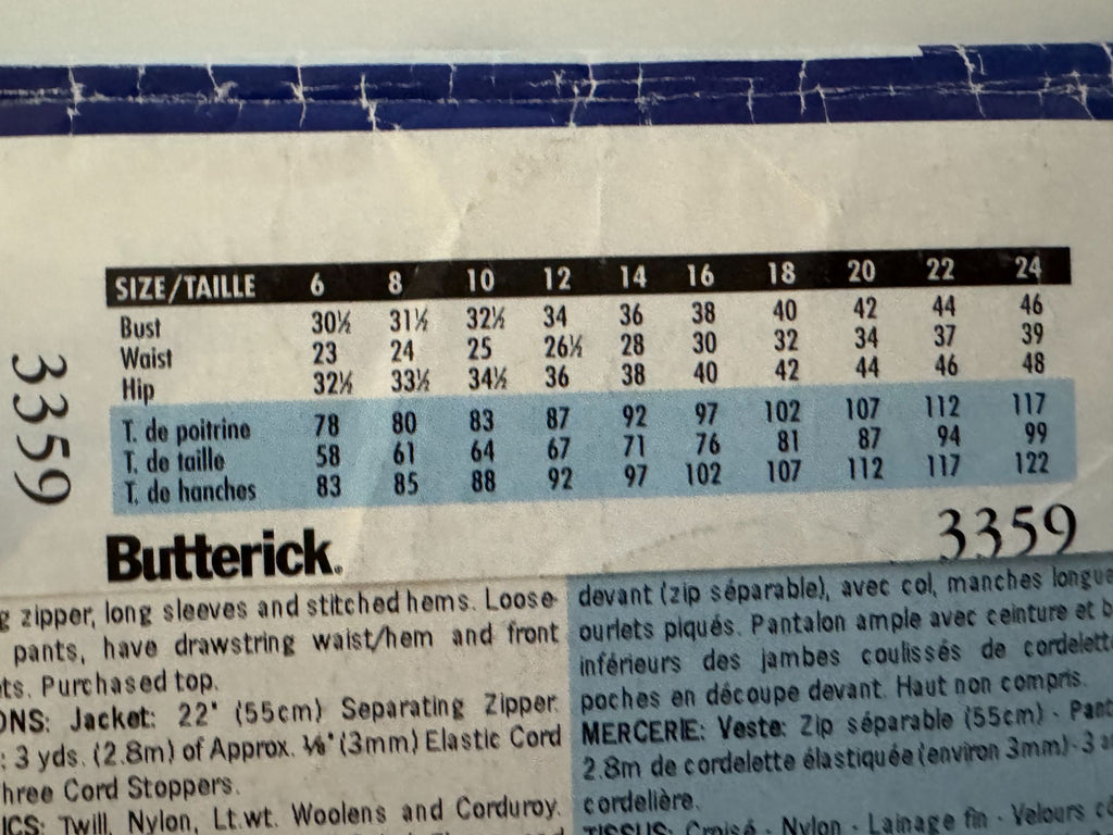 See & Sew Butterick Sewing Pattern 3359 Jogger Pants Cord Stoppers Ankle 6 8 10