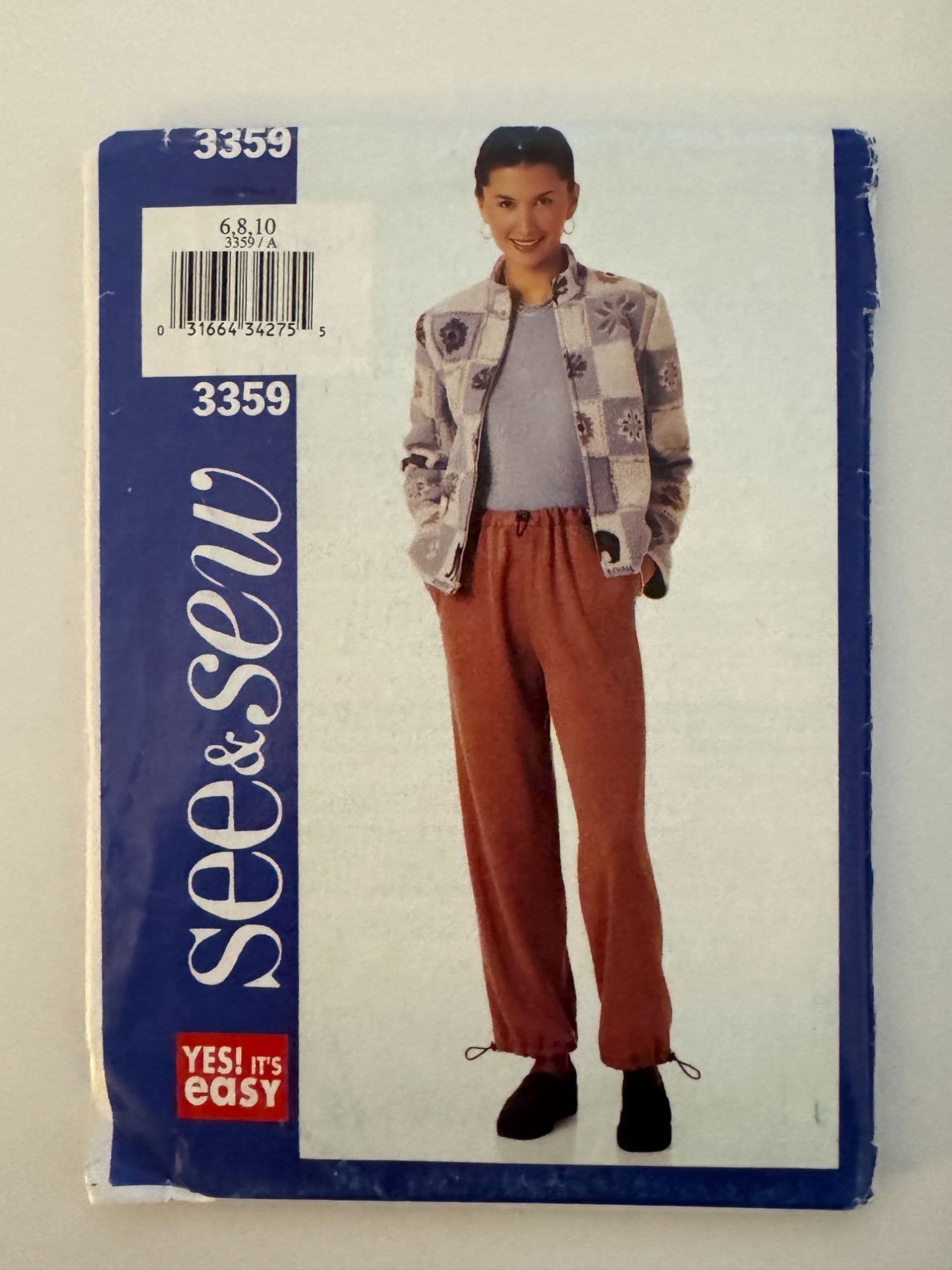 See & Sew Butterick Sewing Pattern 3359 Jogger Pants Cord Stoppers Ankle 6 8 10