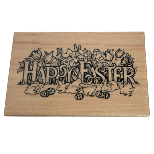 PSX Wood Rubber Stamp Happy Easter Greeting Card Making Sentiment Words G-830
