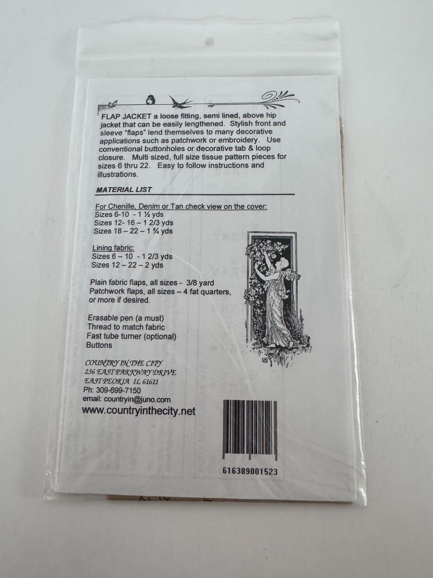 Country In The City Sewing Pattern Flap Jacket Embroidery Patchwork 6-22 Uncut