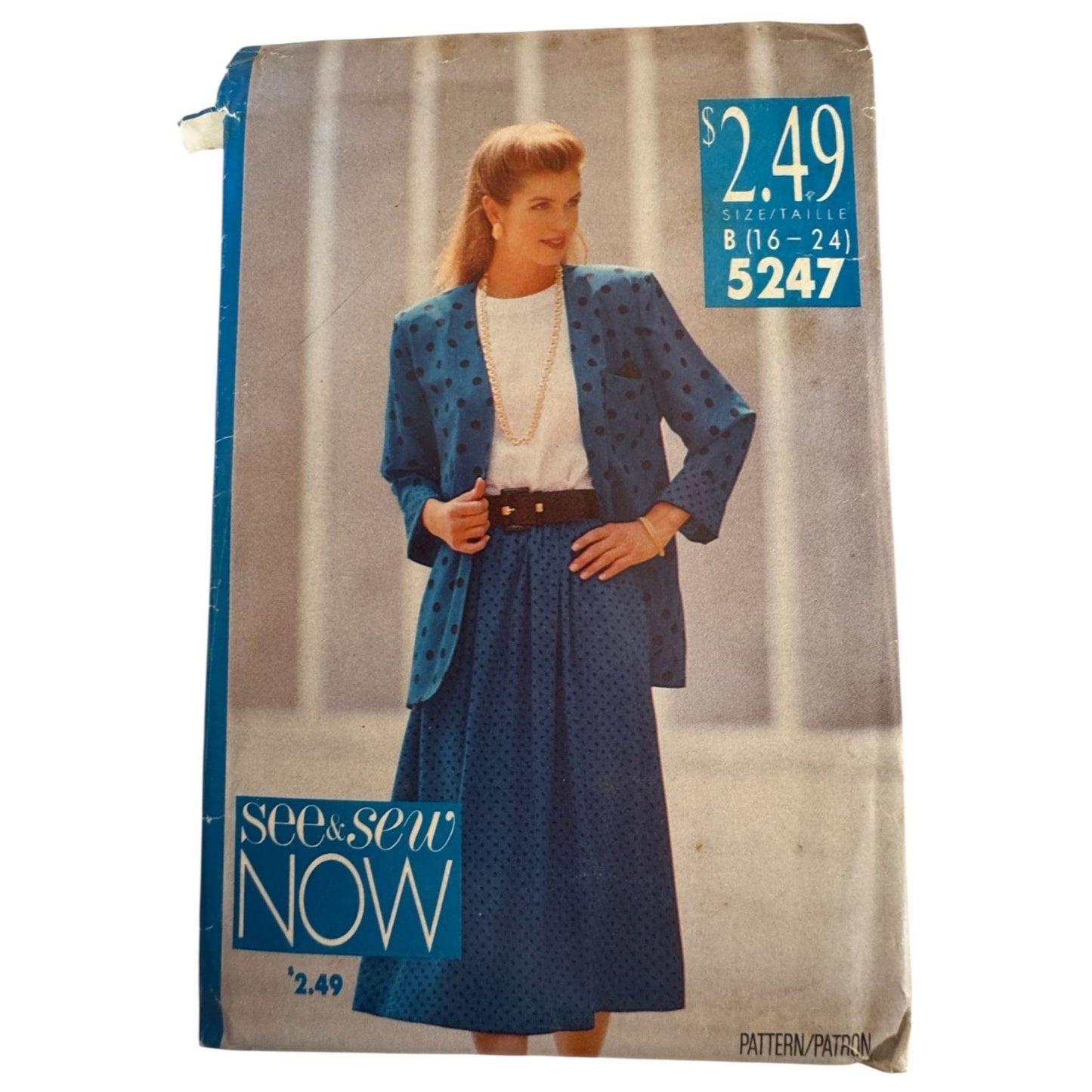 Vintage 90s Power Suit Sewing Pattern Butterick 5247 Oversized Blazer Skirt Set 16-24 Uncut