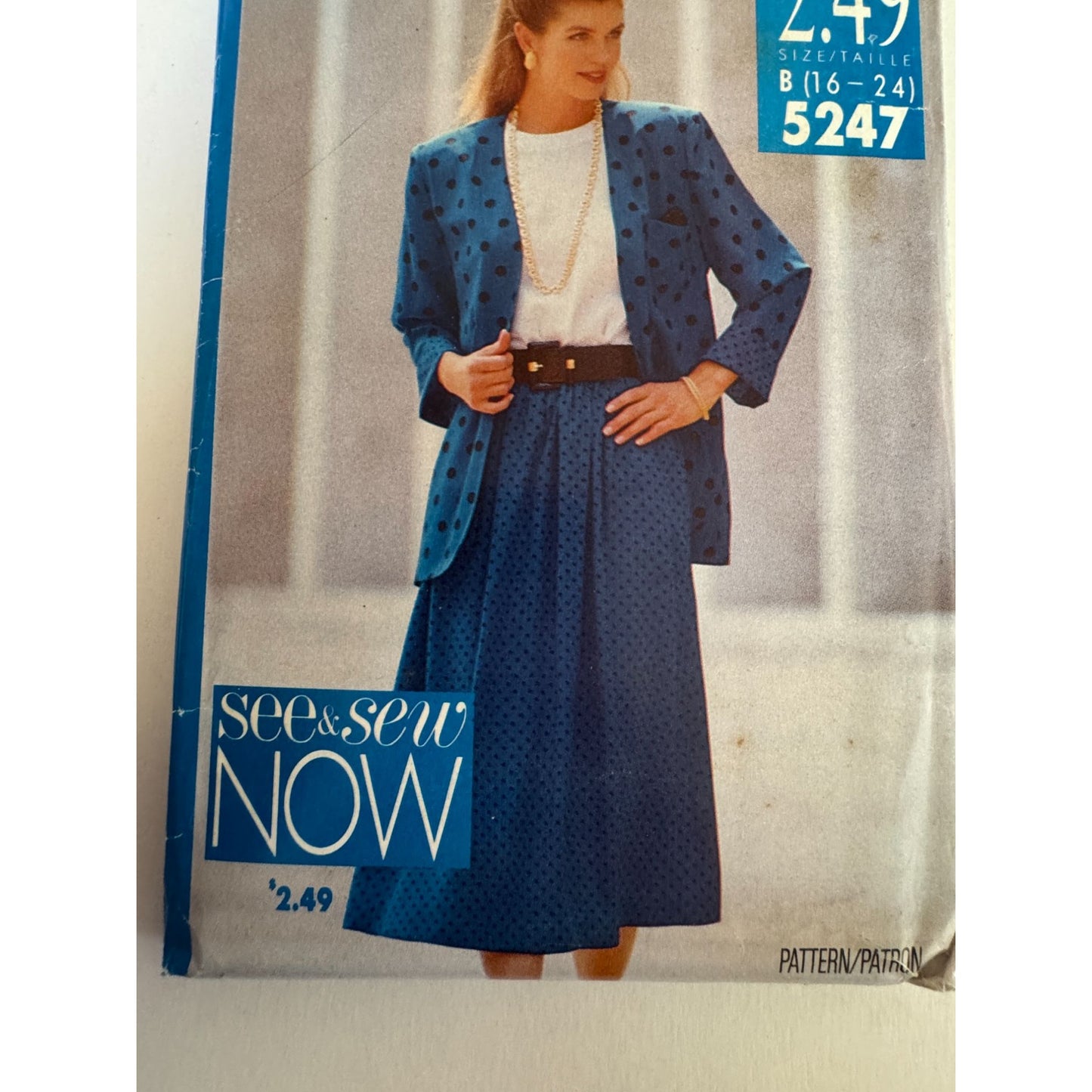 Vintage 90s Power Suit Sewing Pattern Butterick 5247 Oversized Blazer Skirt Set 16-24 Uncut