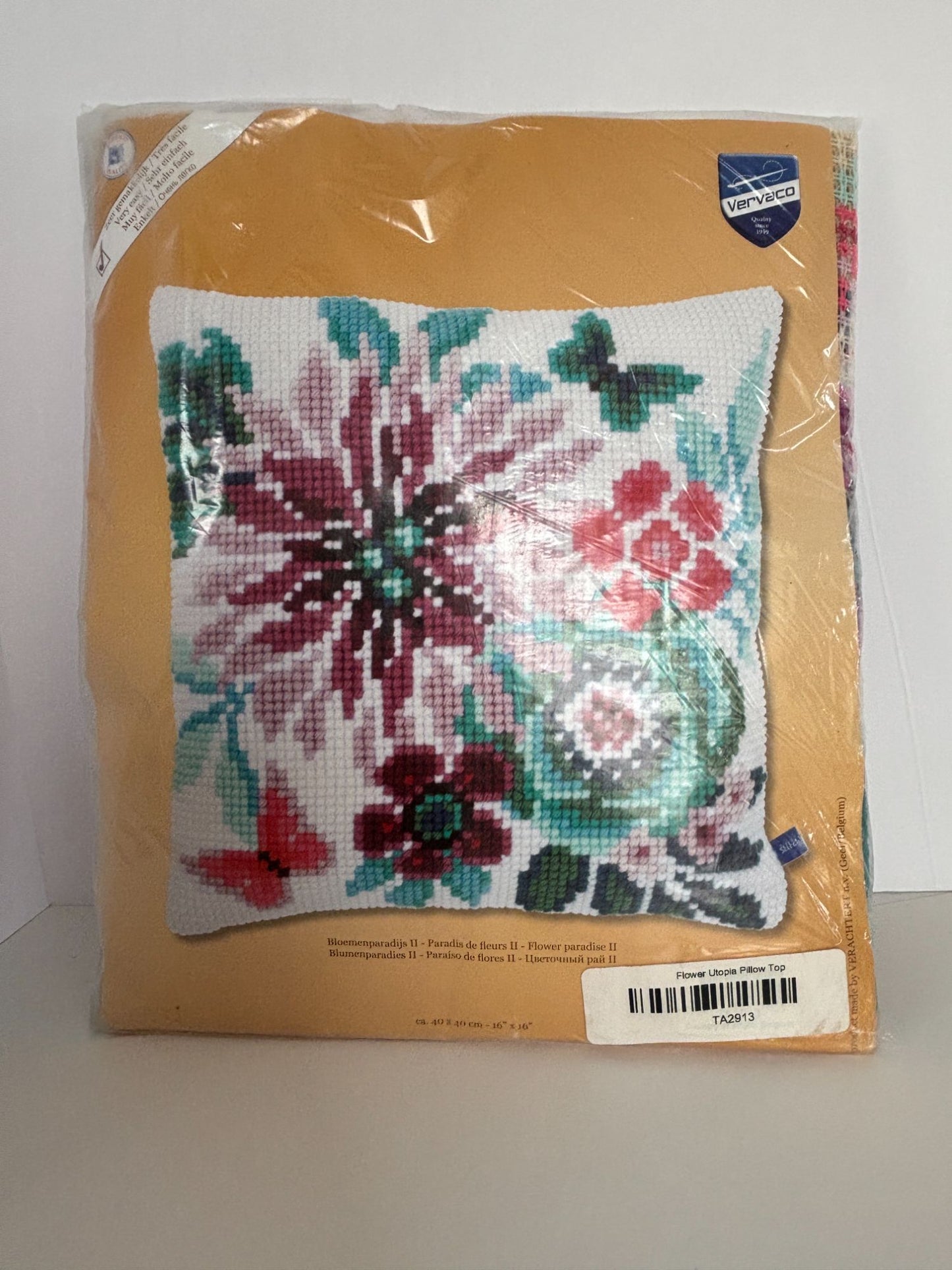 Vervaco Needlepoint Flower Paradise II Pillow Top 16 Inch Hand Painted Canvas