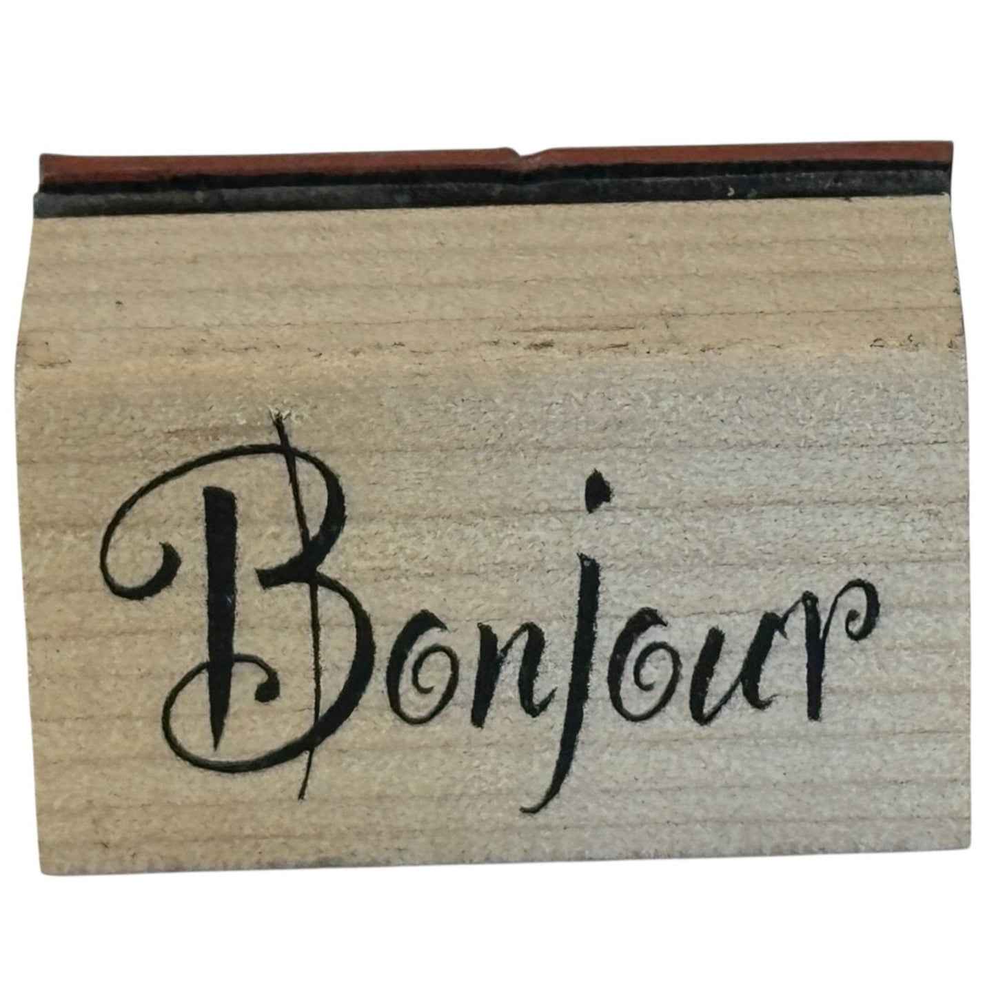 Bonjour Rubber Stamp French Hello Hi Cardmaking Crafting Scrapbooking Stationery