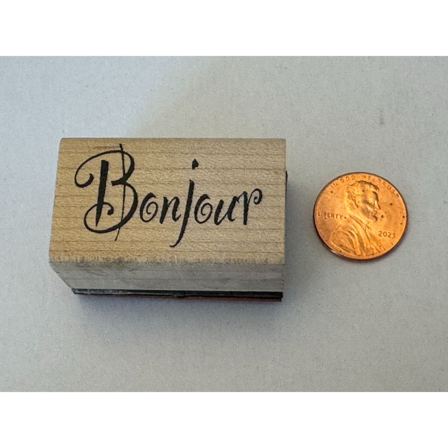 Bonjour Rubber Stamp French Hello Hi Cardmaking Crafting Scrapbooking Stationery