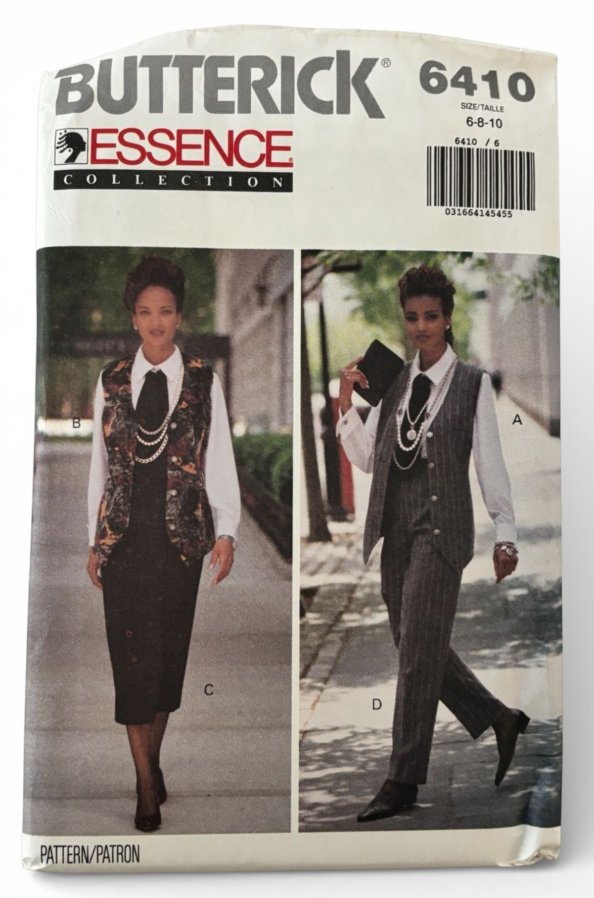 Butterick Sewing Pattern 6410: Misses' Shirt, Ascot, Vest, Skirt with Front Vent and Pants