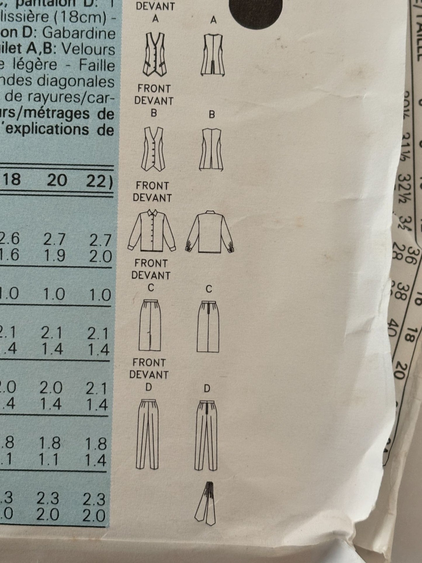 Butterick Sewing Pattern 6410: Misses' Shirt, Ascot, Vest, Skirt with Front Vent and Pants