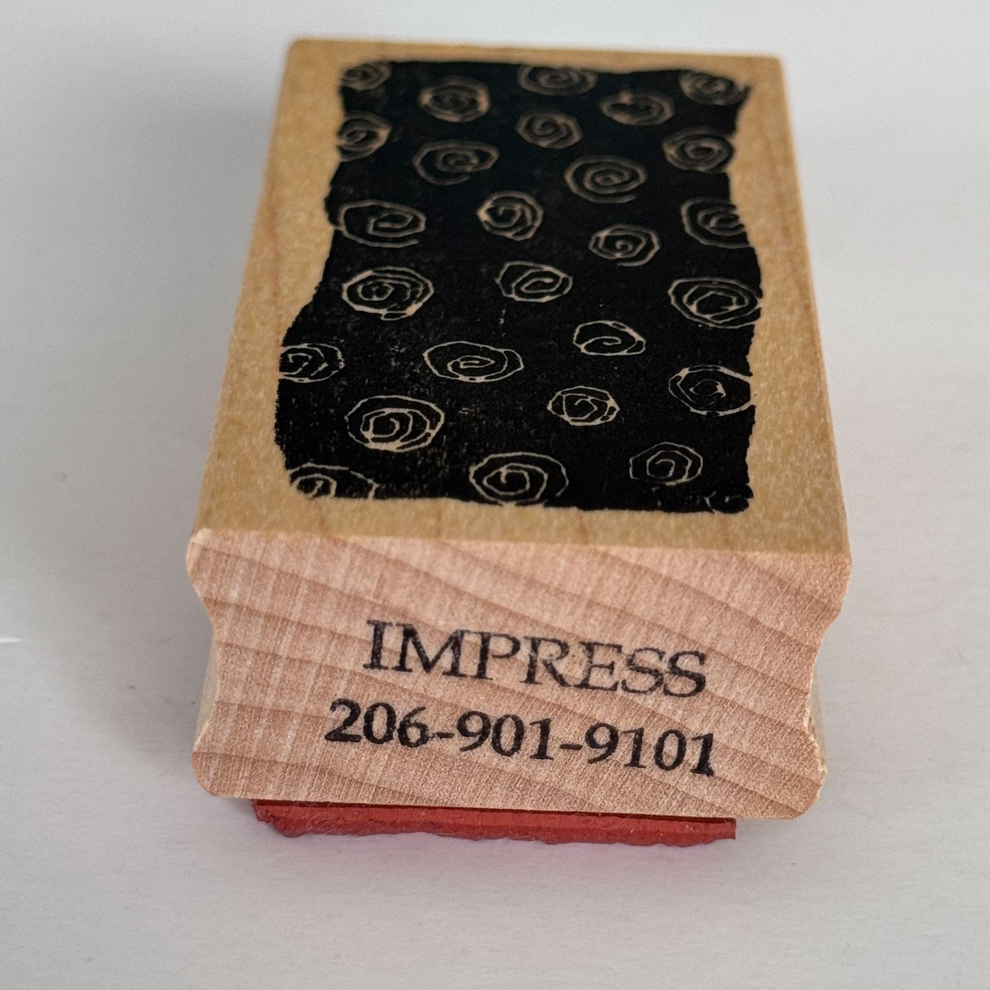Impress Rubber Stamp Abstract Swirl Spiral Pattern Texture Grunge Background Paper Crafting Cardmaking Wood