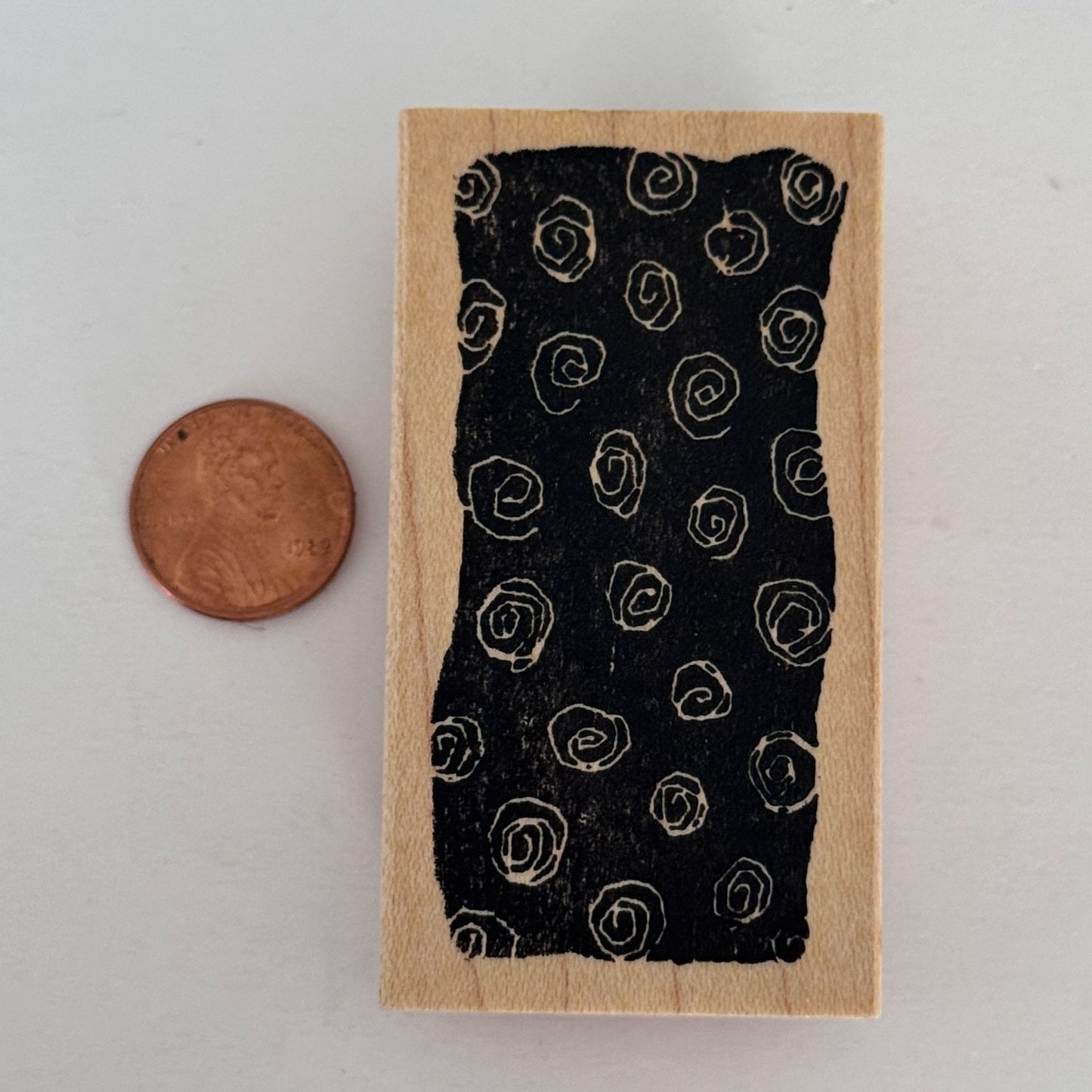 Impress Rubber Stamp Abstract Swirl Spiral Pattern Texture Grunge Background Paper Crafting Cardmaking Wood