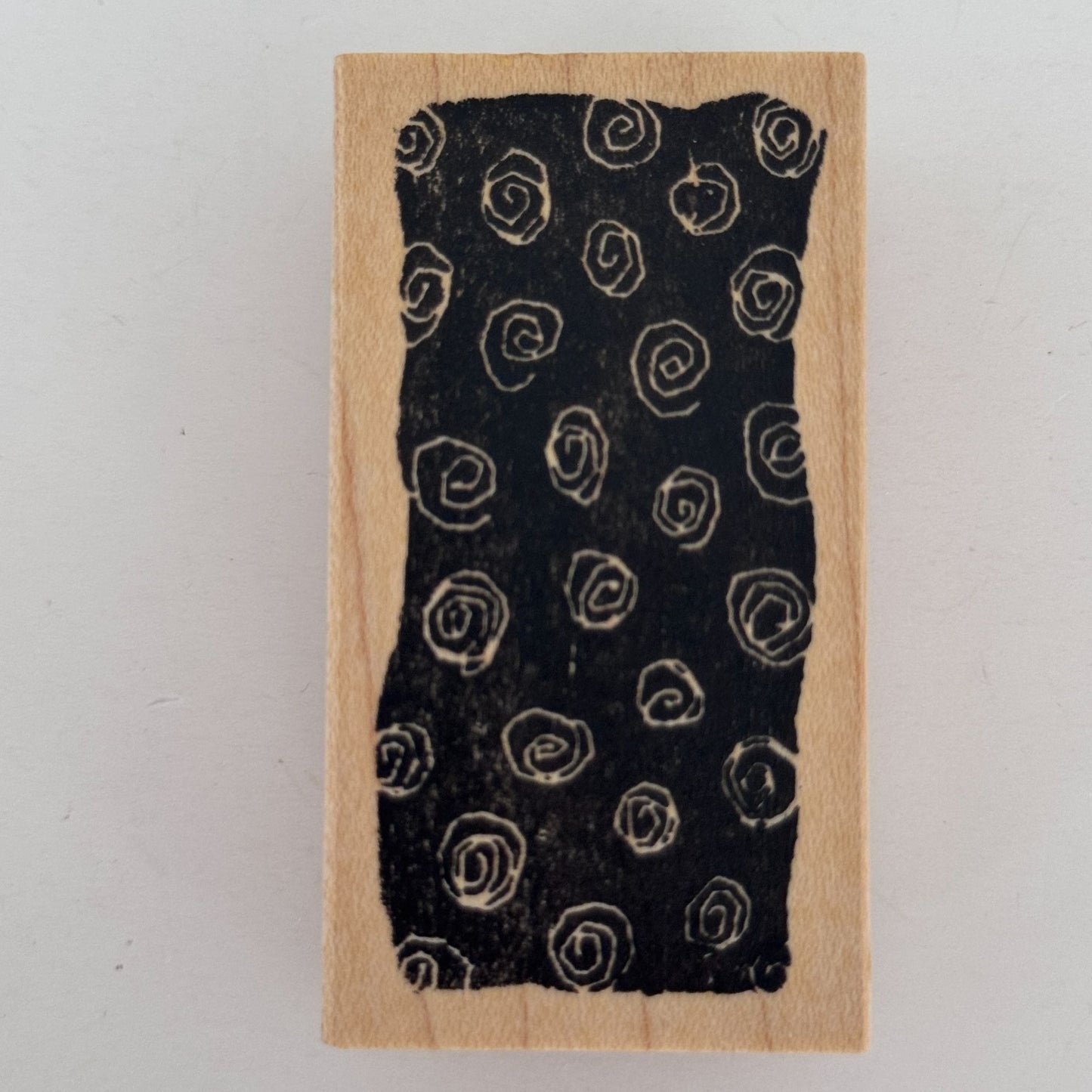 Impress Rubber Stamp Abstract Swirl Spiral Pattern Texture Grunge Background Paper Crafting Cardmaking Wood