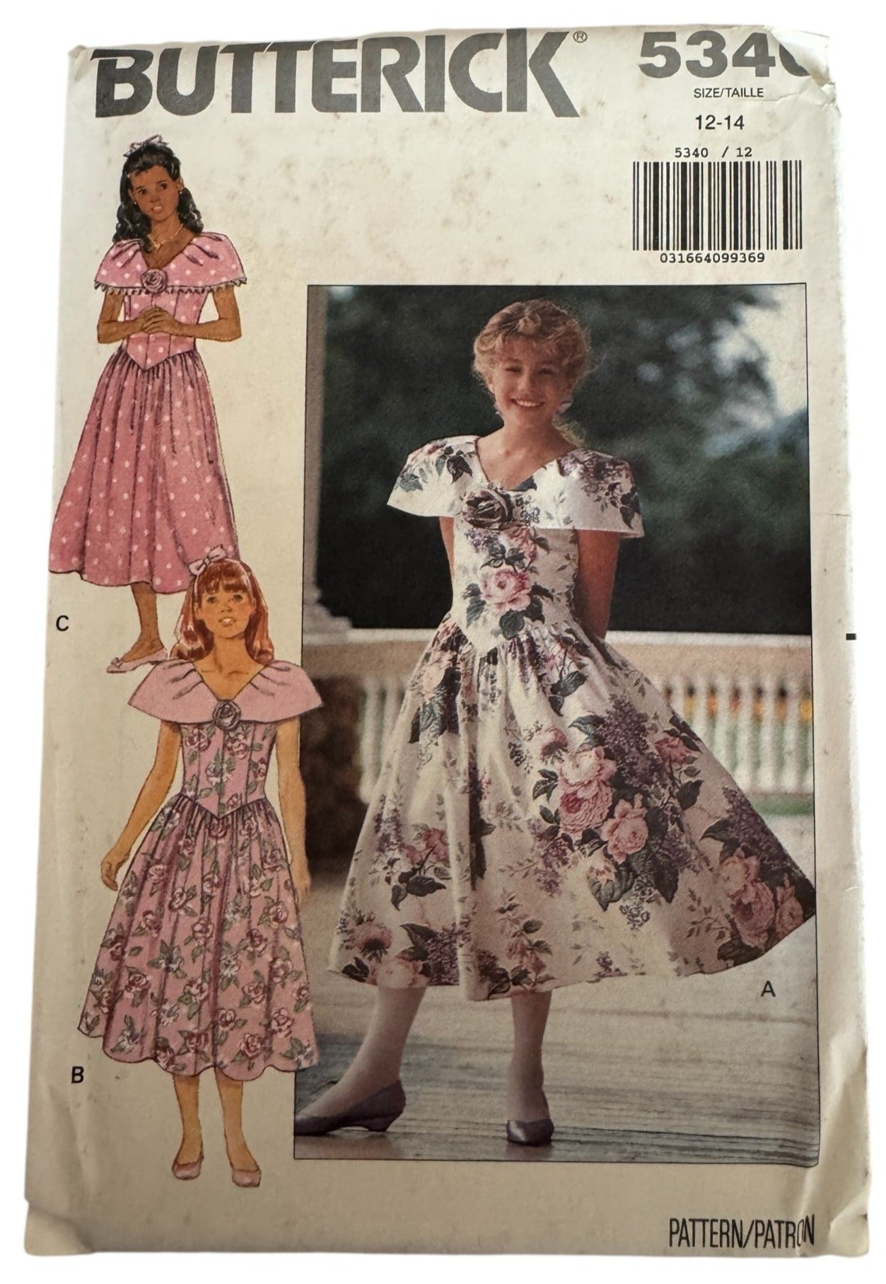 Butterick Sewing Pattern 5340 Girls Dress Spring Easter Party Easy 12 14 90s UC