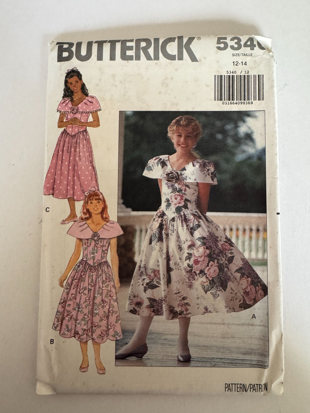Butterick Sewing Pattern 5340 Girls Dress Spring Easter Party Easy 12 14 90s UC