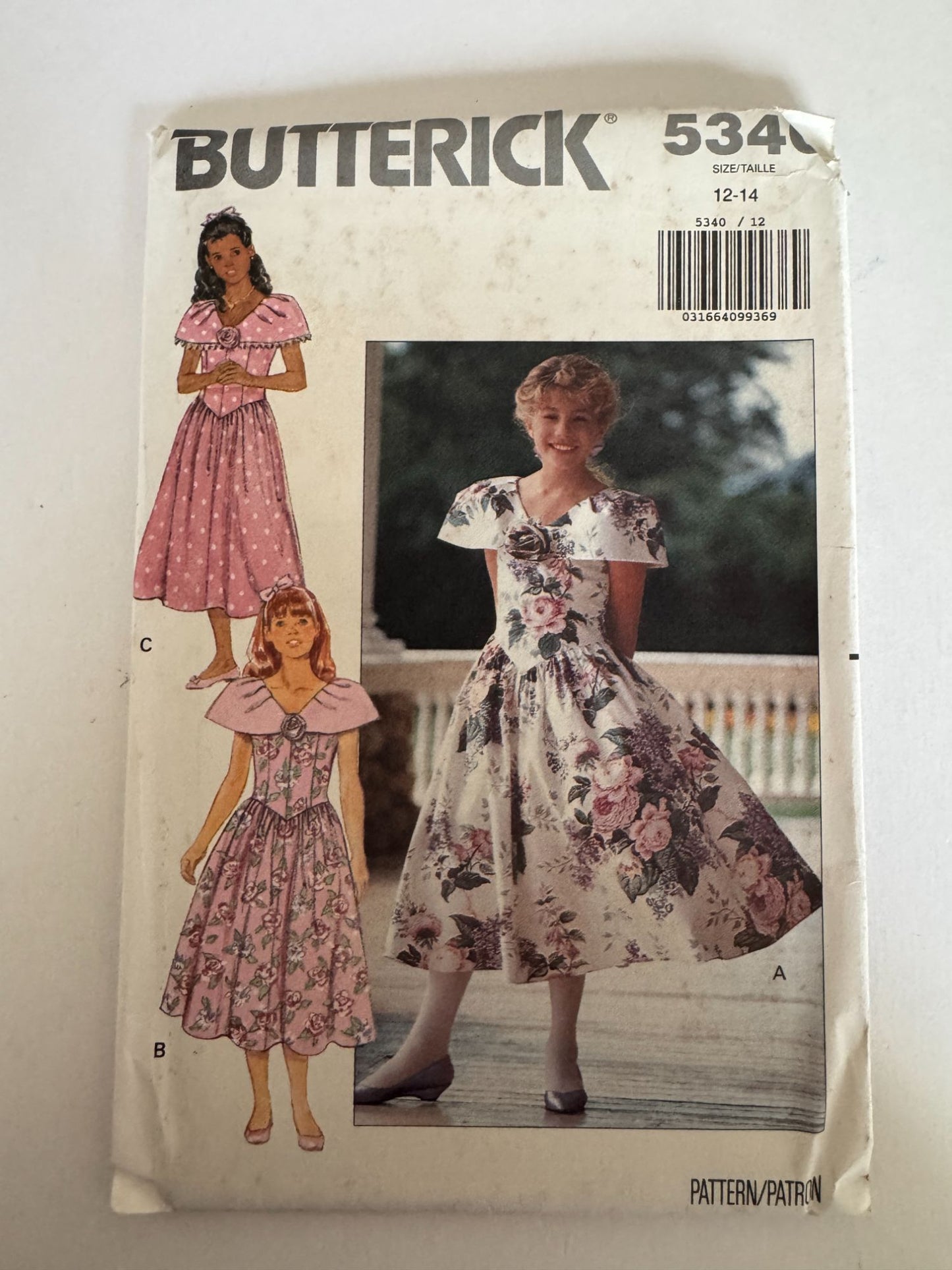 Butterick Sewing Pattern 5340 Girls Dress Spring Easter Party Easy 12 14 90s UC