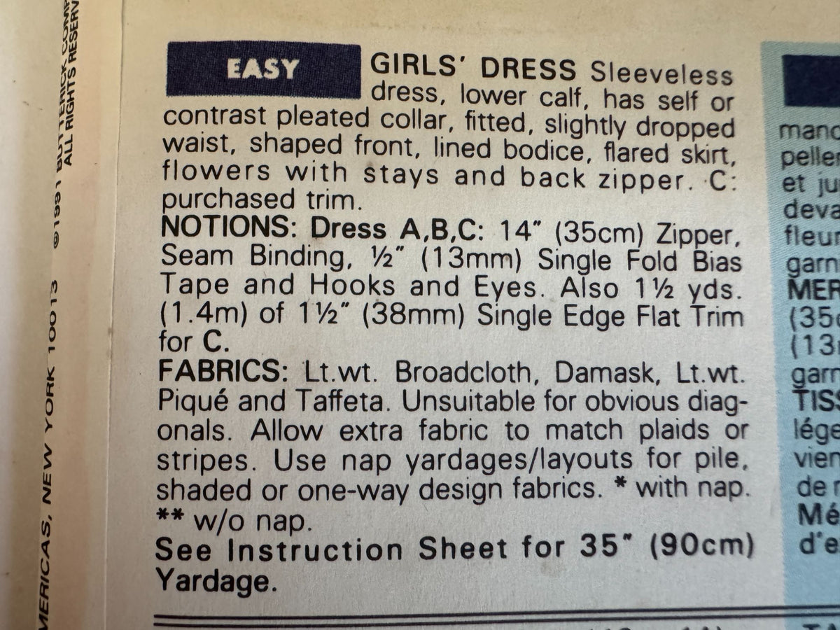 Butterick Sewing Pattern 5340 Girls Dress Spring Easter Party Easy 12 14 90s UC