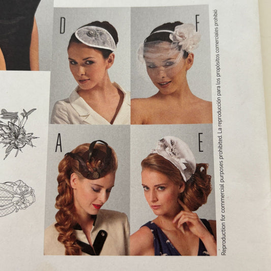 Burda Sewing Pattern 7116 Style Fascinator Hat Formal Wedding Womens