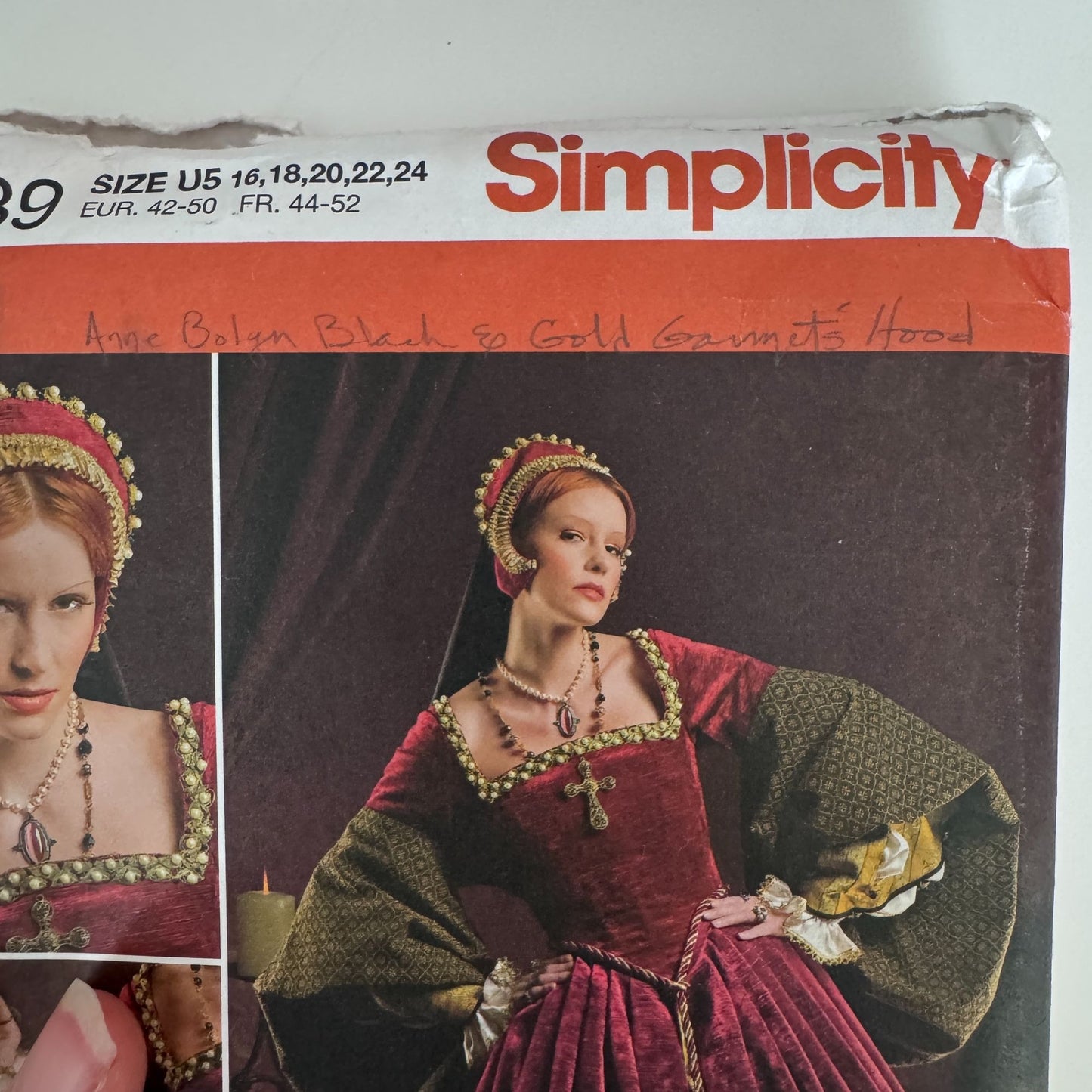 Simplicity Sewing Pattern 2589 Tudor Costume Gown Renaissance Faire Dress 14-22 Andrea Schewe Uncut