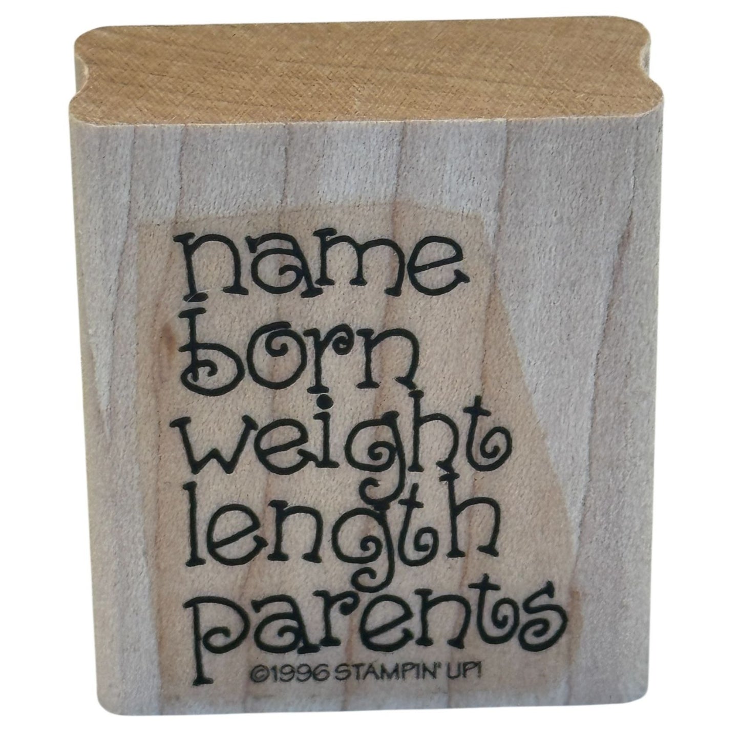 Stampin Up Rubber Stamp Baby Birth Record Scrapbooking Cardmaking Wood Mounted