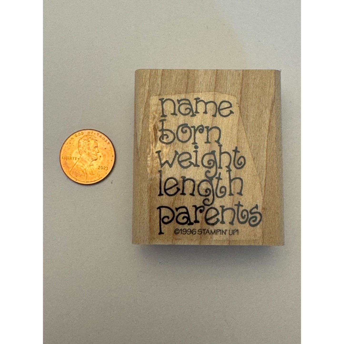 Stampin Up Rubber Stamp Baby Birth Record Scrapbooking Cardmaking Wood Mounted