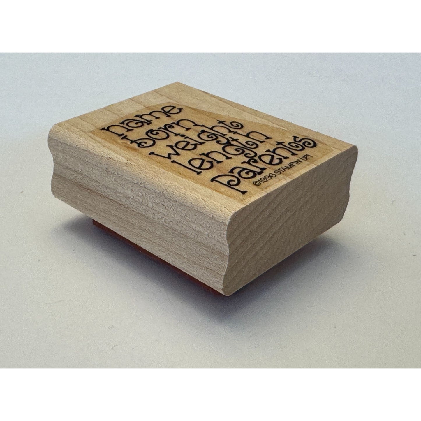 Stampin Up Rubber Stamp Baby Birth Record Scrapbooking Cardmaking Wood Mounted