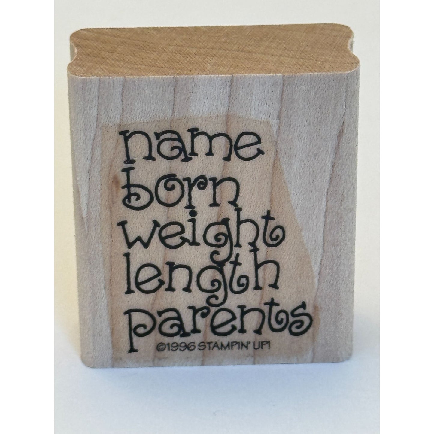 Stampin Up Rubber Stamp Baby Birth Record Scrapbooking Cardmaking Wood Mounted