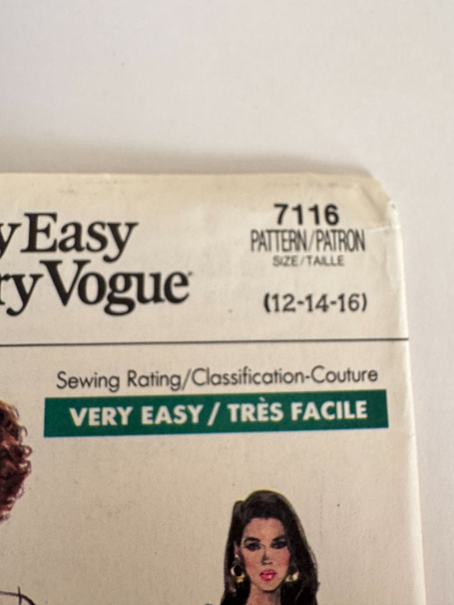 Vogue Sewing Pattern 7116 Straight Dress Vintage 1980s 12 14 16 Mid-Knee Length