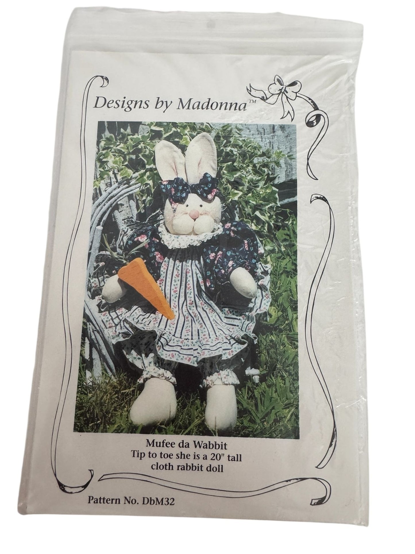 Madonna Doll Making Pattern Cloth Rabbit Mufee de Wabbit 20 Inch Sewing Vintage