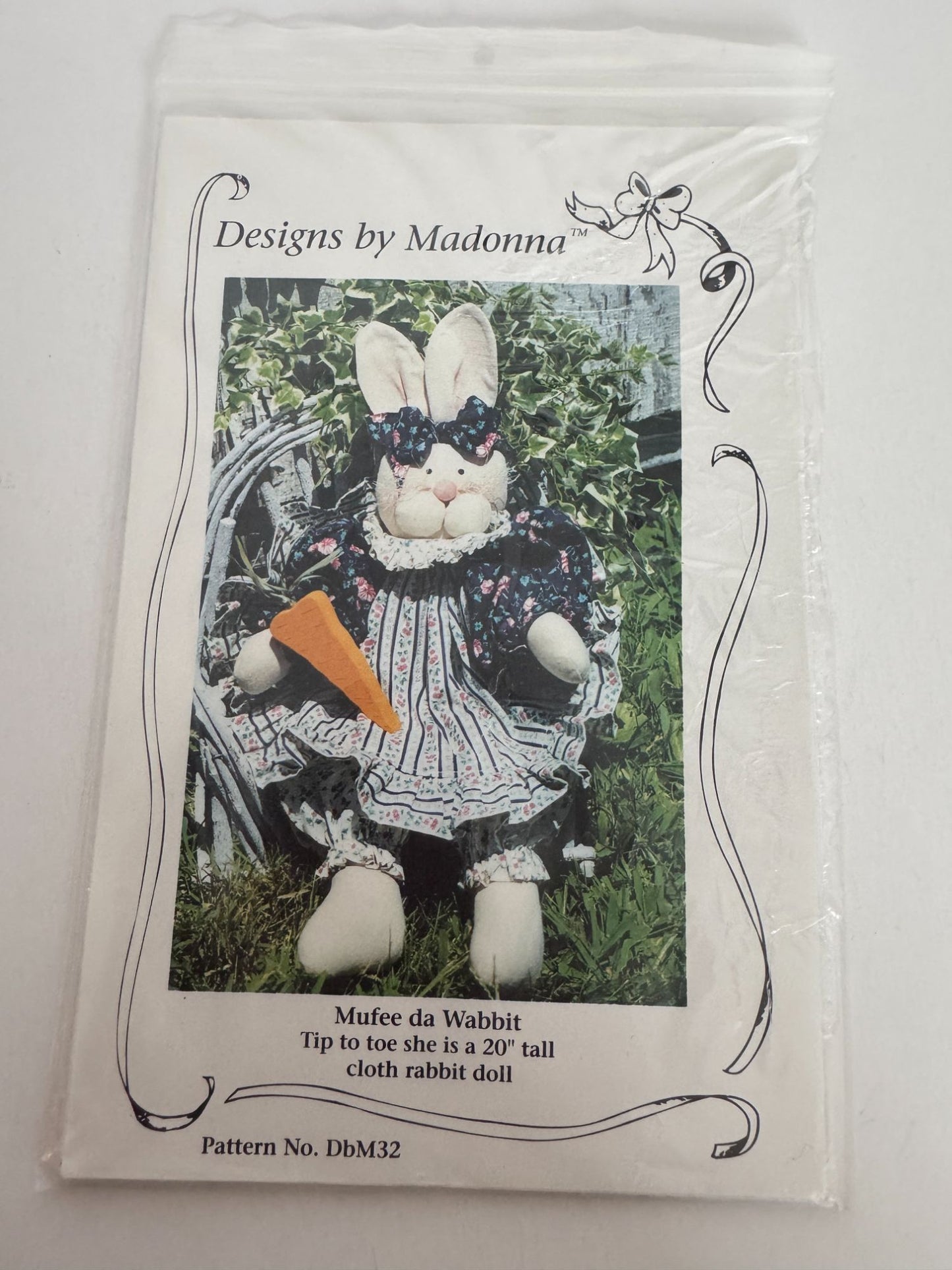 Madonna Doll Making Pattern Cloth Rabbit Mufee de Wabbit 20 Inch Sewing Vintage