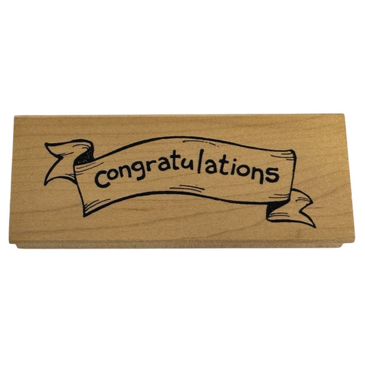 Northwoods Rubber Stamp Congratulations Banner Card Making Words Sentiment Wood