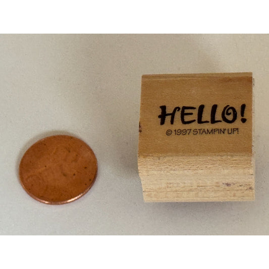 Stampin Up Rubber Stamp Hello Friendship Greeting Card Making Word Sentiment