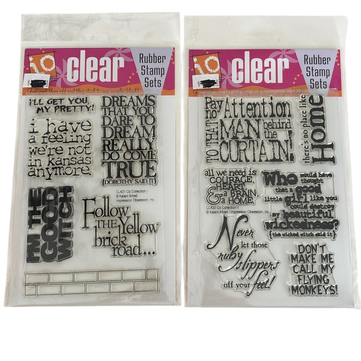 Impression Obsession Clear Rubber Stamp Set Wizard Of Oz Collection Wicked Witch Sayings Quotes