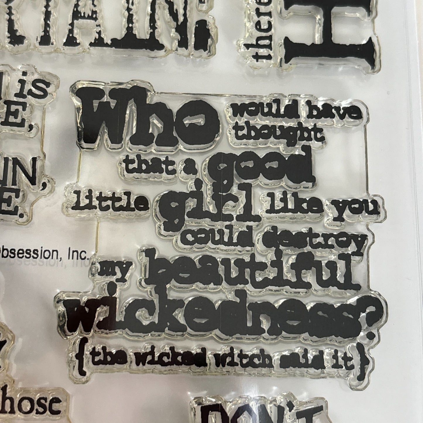 Impression Obsession Clear Rubber Stamp Set Wizard Of Oz Collection Wicked Witch Sayings Quotes