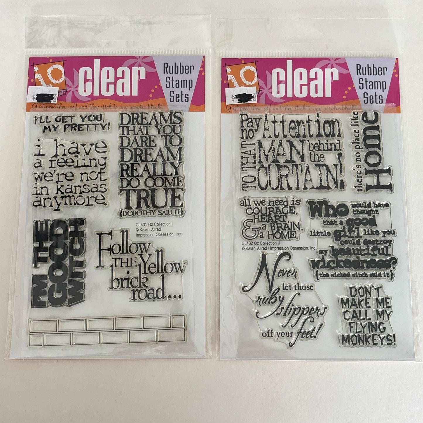 Impression Obsession Clear Rubber Stamp Set Wizard Of Oz Collection Wicked Witch Sayings Quotes