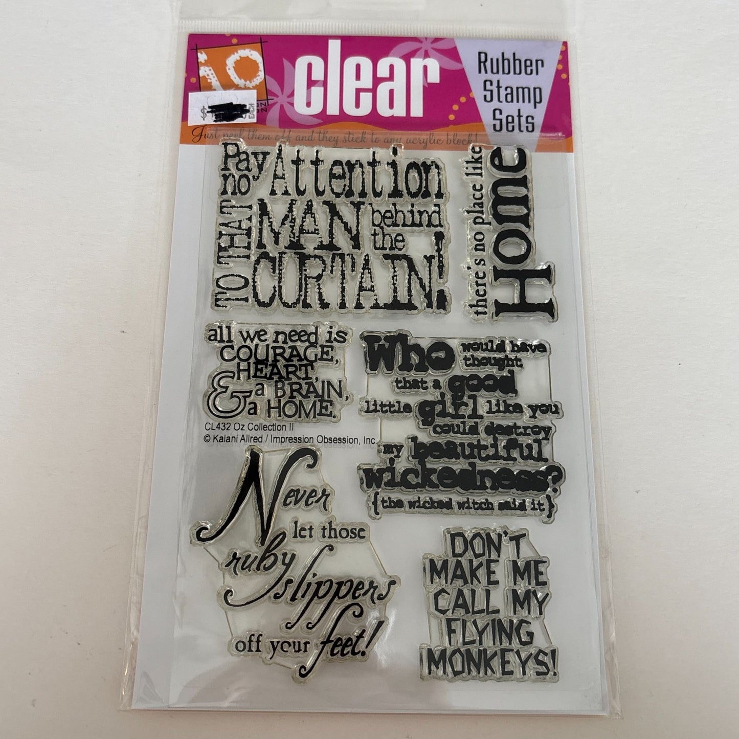 Impression Obsession Clear Rubber Stamp Set Wizard Of Oz Collection Wicked Witch Sayings Quotes
