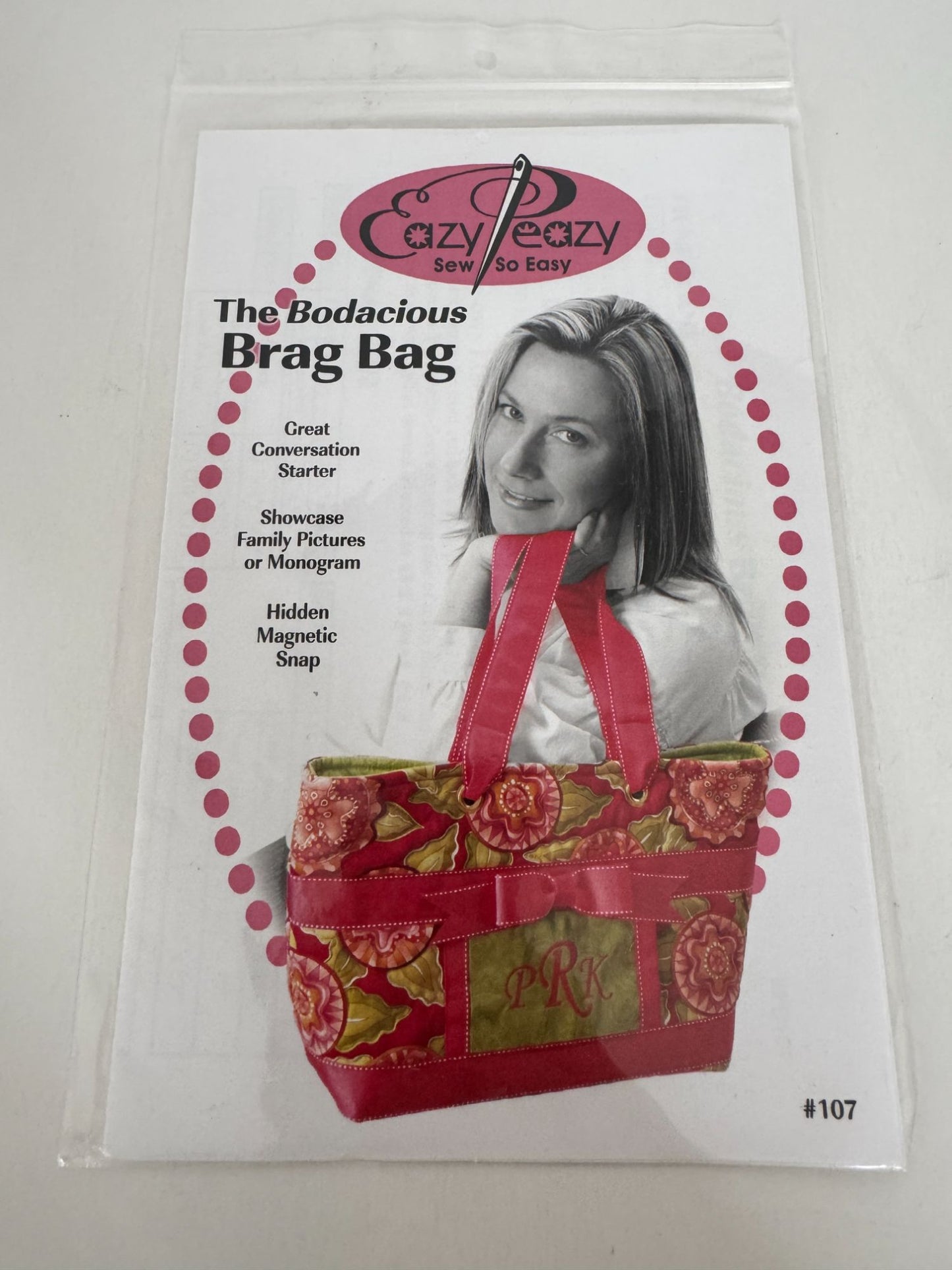 Eazy Peazy Quilts Pattern The Bodacious Brag Bag Quilted Tote Handbag Pet Panel